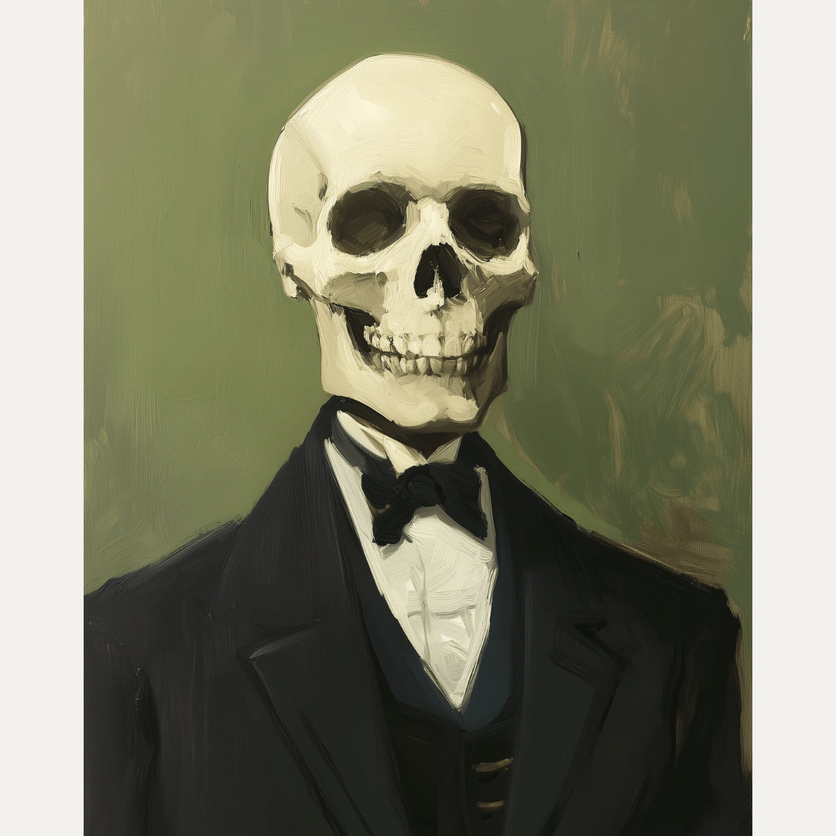 Peinture par numéro adulte Squelette en Smoking, visuel complet du design — Maison Artsen