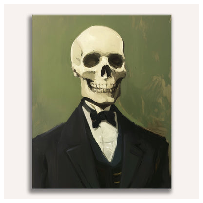 Peinture par numéro adulte Squelette en Smoking, toile tendue vue de face — Maison Artsen