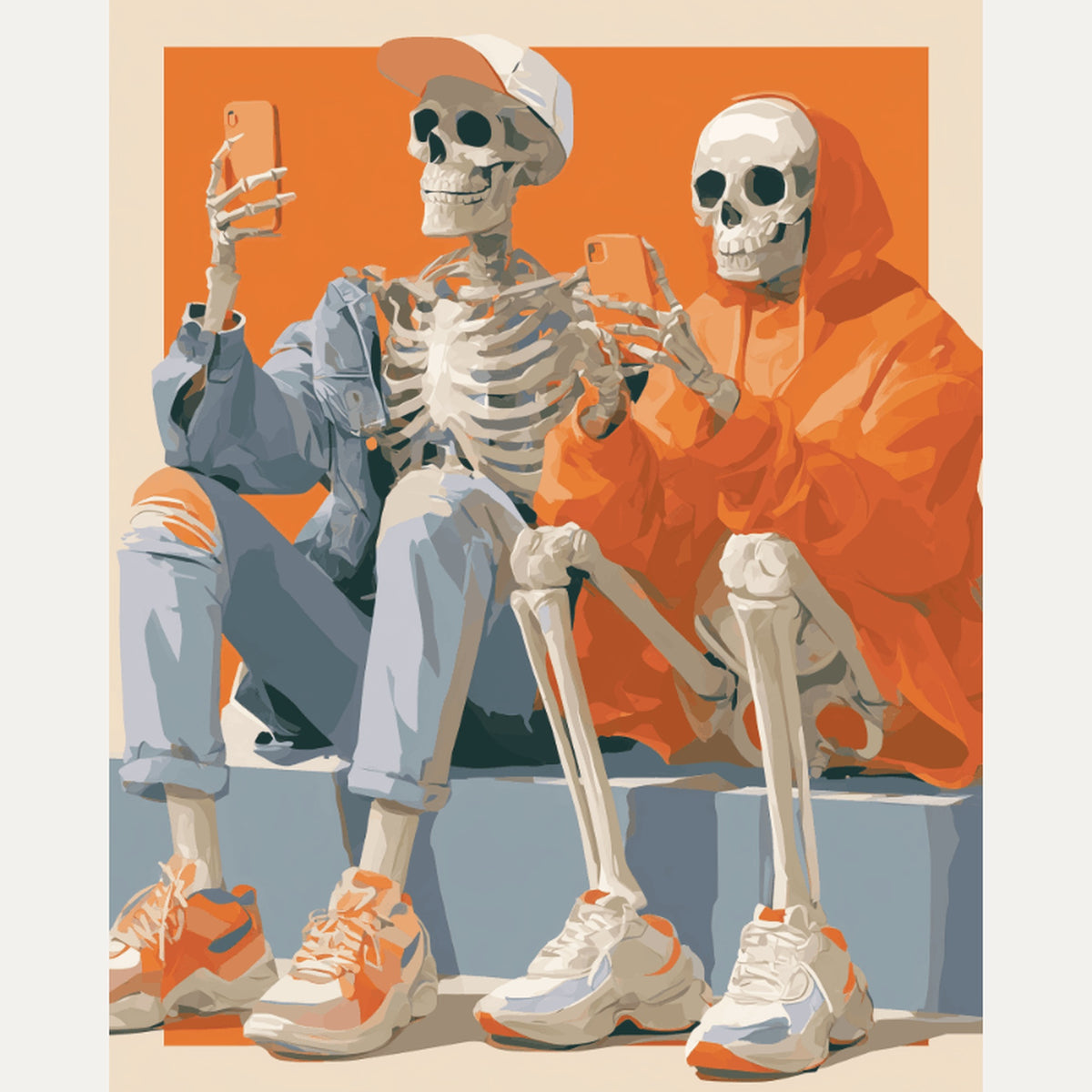 Peinture par numéro adulte Squelettes Branchés, visuel complet du design — Maison Artsen