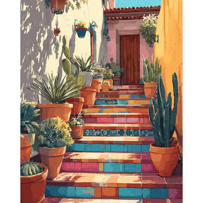 Escaliers du Mexique - Tableau peinture par numéro