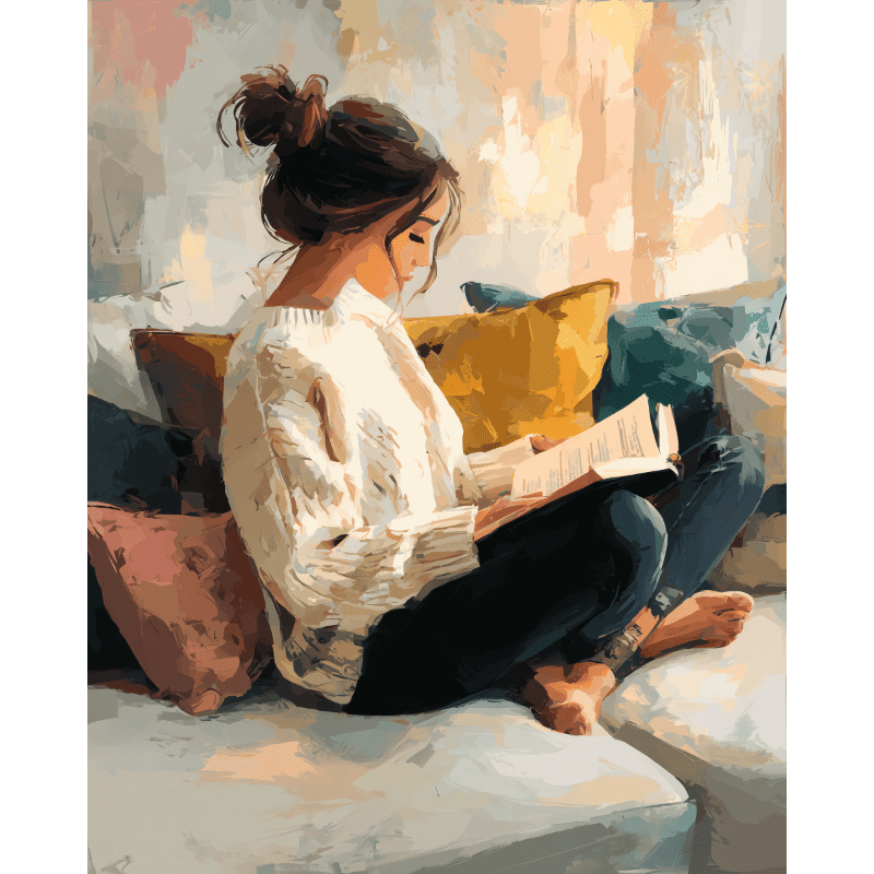 Dimanche en Lecture - Tableau peinture par numéro