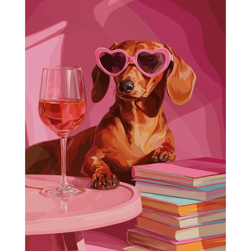 Modèle à peindre Teckel au Rosé, peinture par numéro 30×40 cm — Maison Artsen