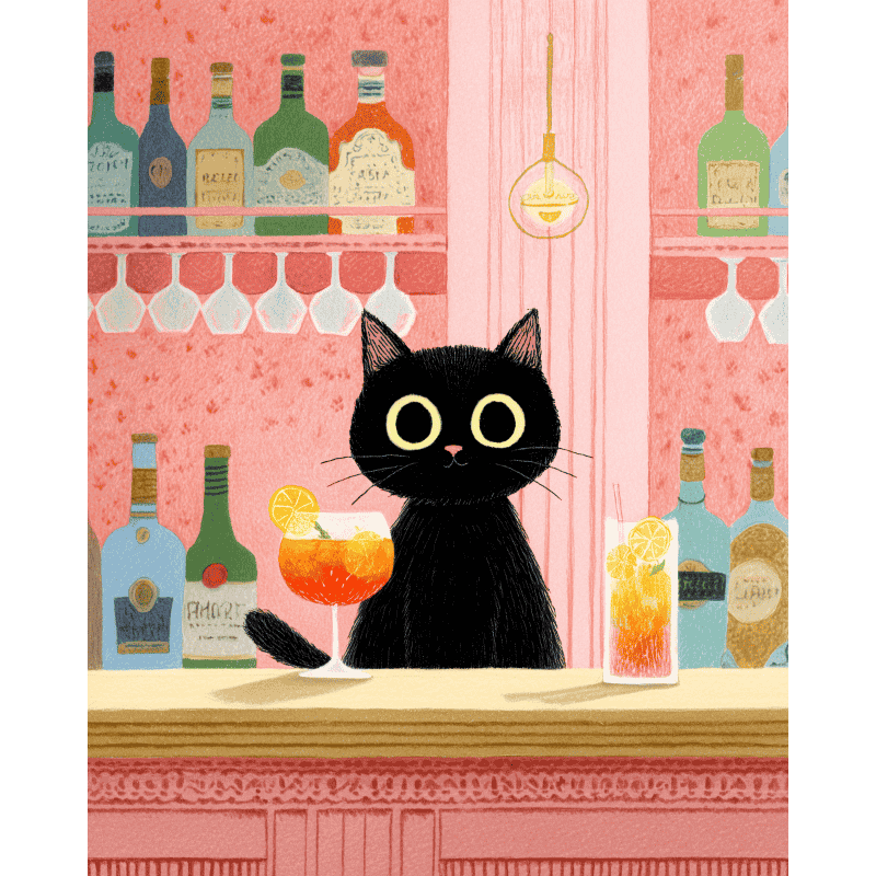 Peinture par numéro adulte Chat au Bar, visuel complet du design sur toile — Maison Artsen