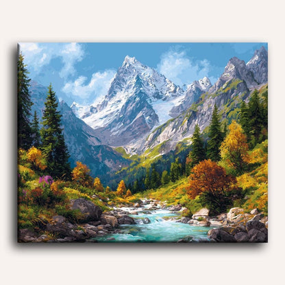 Peinture par numéro adulte Torrent de Montagne, toile tendue 30×40 cm — Maison Artsen