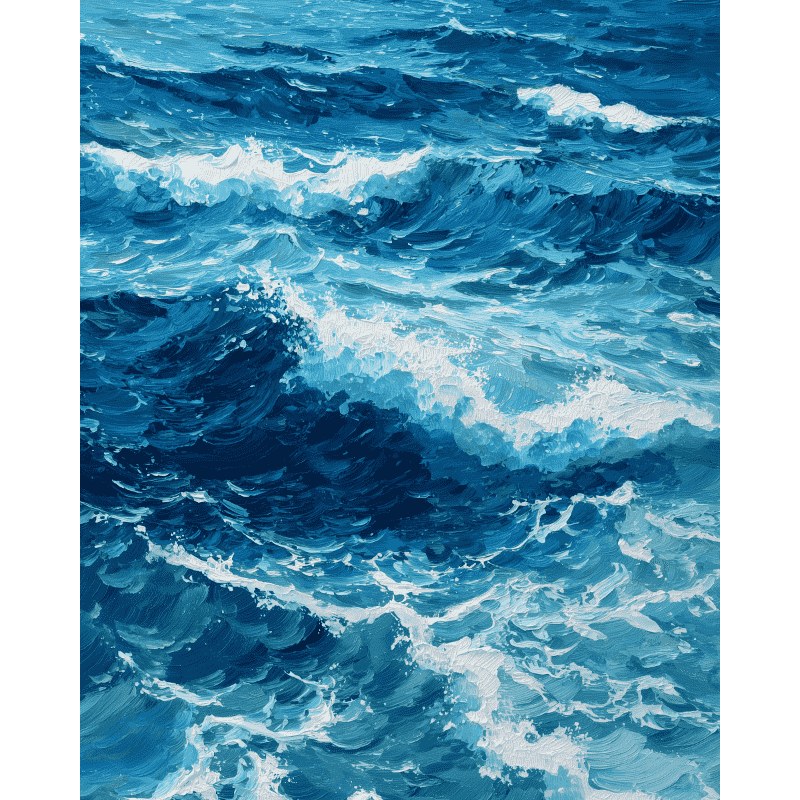 Modèle à peindre Vagues de l'Océan, peinture par numéro 30×40 cm — Maison Artsen