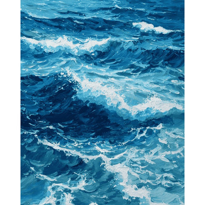 Modèle à peindre Vagues de l'Océan, peinture par numéro 30×40 cm — Maison Artsen