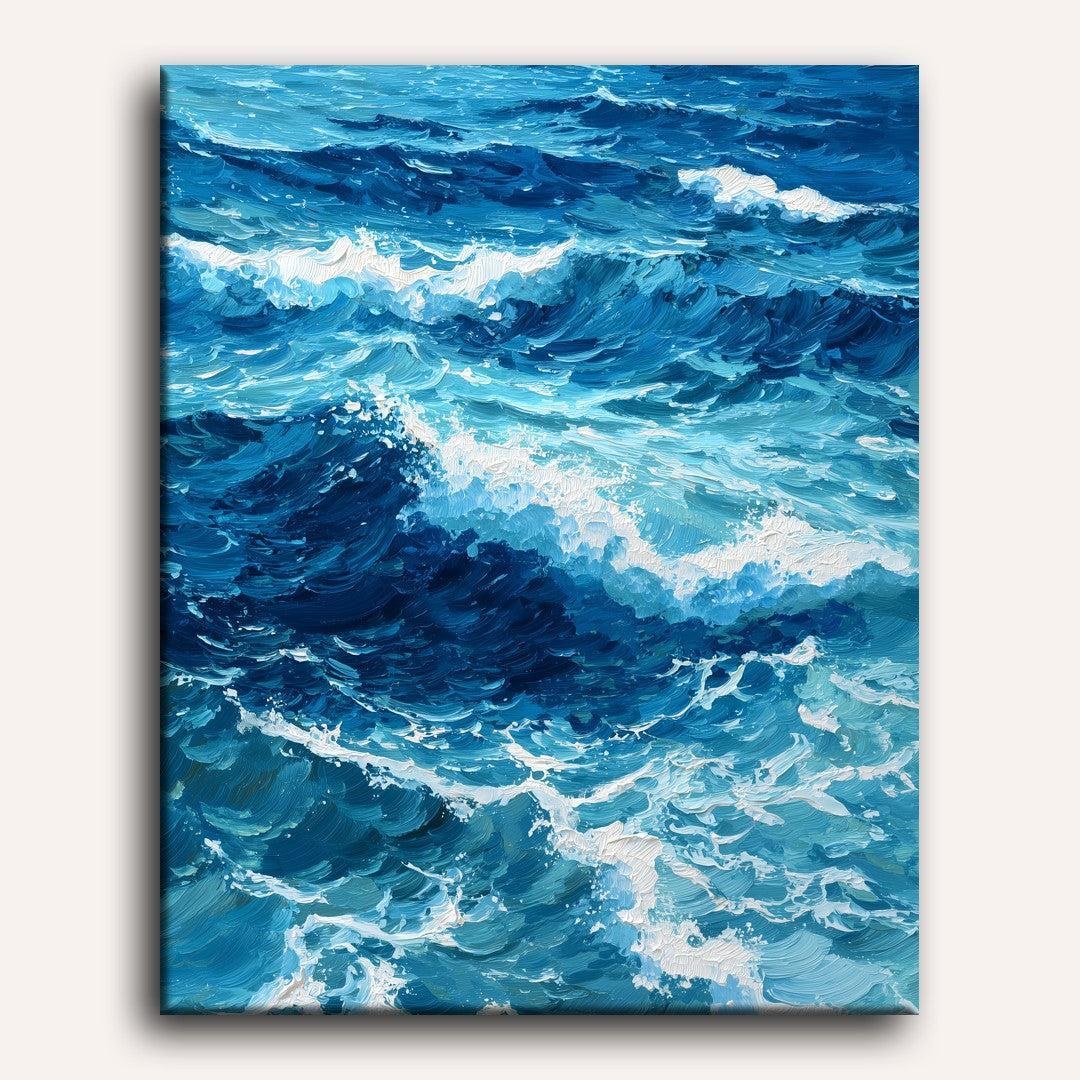 Peinture par numéro adulte Vagues de l'Océan, toile tendue 30×40 cm — Maison Artsen