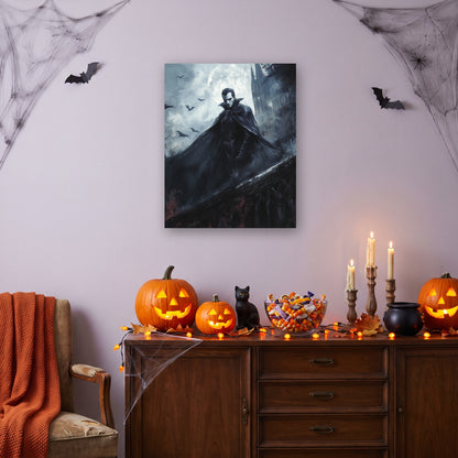 Tableau peinture par numéro Vampire sous la Lune accroché dans un intérieur décoré, Maison Artsen