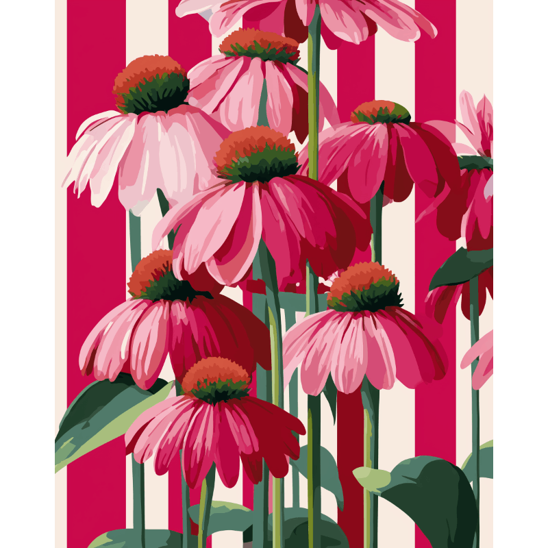 Fleurs Verticales - Tableau peinture par numéro