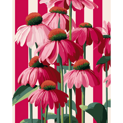 Fleurs Verticales - Tableau peinture par numéro