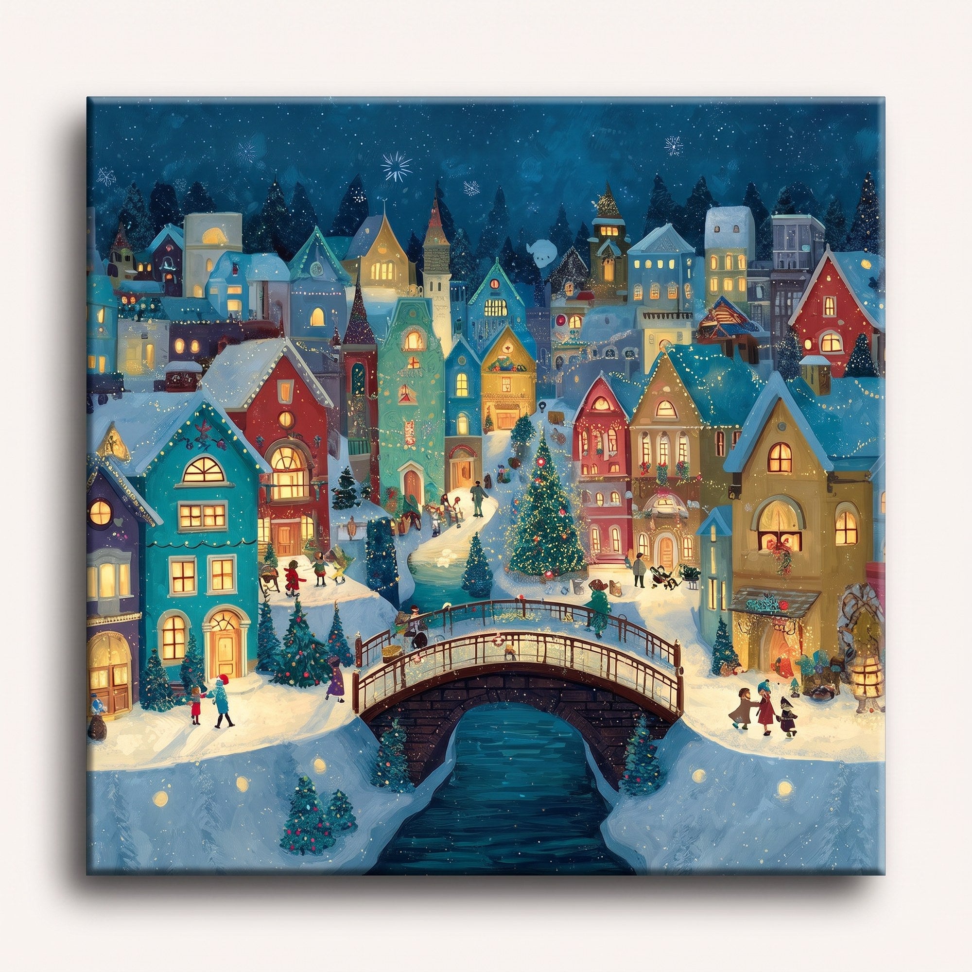 Peinture par numéro adulte Village de Noël Enneigé, toile tendue 30×40 cm — Maison Artsen