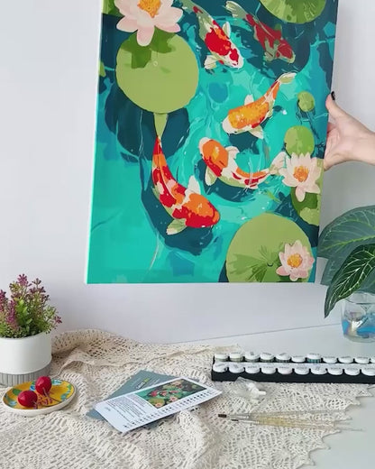 Bassin aux Koi | Peinture par numéro 30×40 cm
