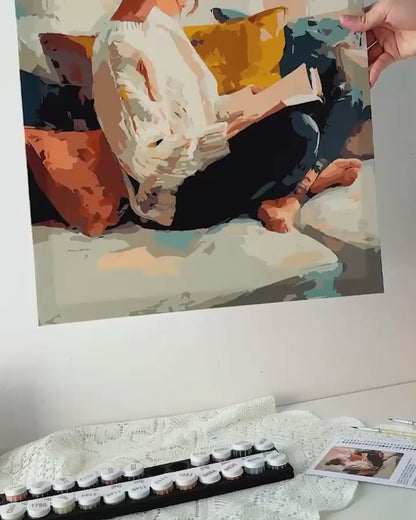 Dimanche en Lecture | Peinture par numéro 30×40 cm