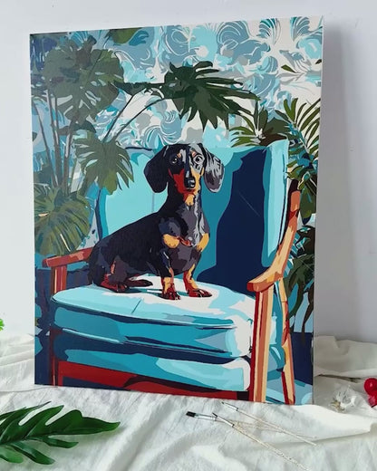Dachshund Poseur | Peinture par numéro 30×40 cm
