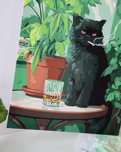Chat aux nénuphars | Peinture par numéro 30×40 cm