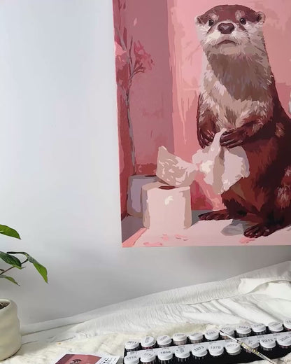 Loutre aux toilettes | Peinture par numéro 30×40 cm