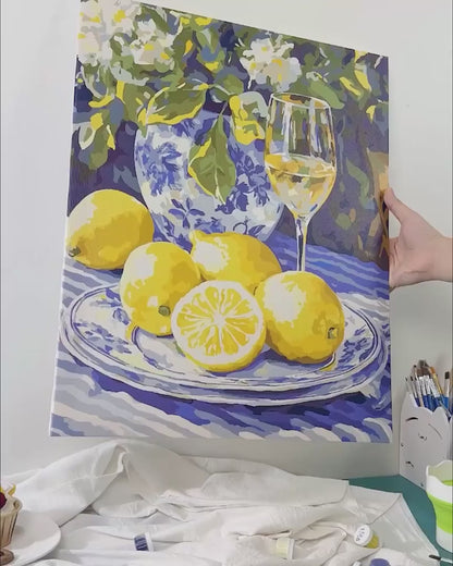 Bol de citrons à la fenêtre | Peinture par numéro 30×40 cm