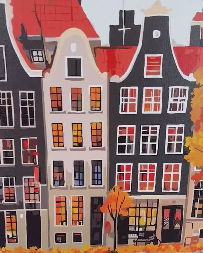 Canaux d'Amsterdam | Peinture par numéro 30×40 cm